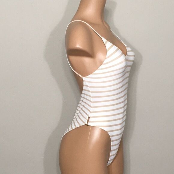New Rachel Pally tan and white stripe swimsuit. - Picture 5 of 7